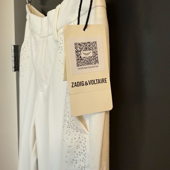 Zadig & Voltaire Sz 4 NWT “Judo” with embellishes pocket cigarette Pants - Picture 5 of 12